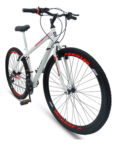 Mountain bike Ello Bike Velox aro 26 21v freios v-brakes câmbios Ltx cor branco/vermelho com descanso lateral