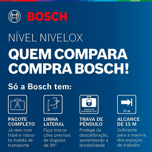 Nível Laser 3 Linhas Vermelhas 15m Bosch Nivelox Gll3x