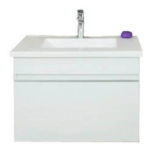 Mueble para baño Bernova Eco de 63cm de ancho, 45cm de alto y 40cm de profundidad con bacha y mueble color blanco sin agujeros para grifería