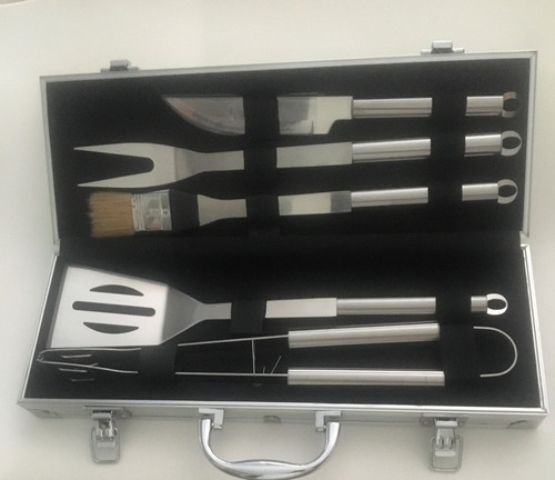 Imagem 5 de 6 de Kit Churrasco 5pcs Inox + Maleta Casita