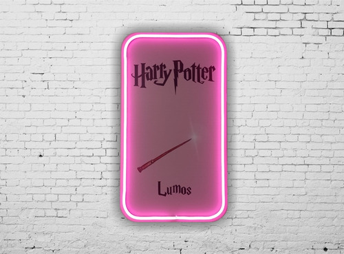Cuadro Harry Potter Neon Led Lumos Varita 