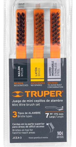 Imagen 2 de 10 de Juego Mini Cepillos Alambre Truper Acero Latón Nylon Taller