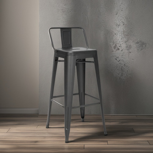 Taburete Metálico Con Respaldo Tolix 66cm