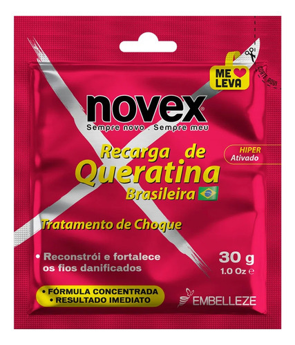 Recarga Queratina Sachê Tratamento Choque Embelleze Novex