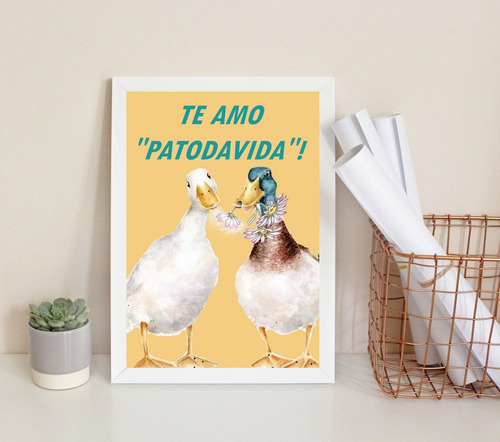 Quadro Decorativo Te Amo Patodavida 24x18cm - Com Vidro