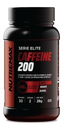 Caffeine 200 Cafeina Nutremax Vegana Sin Tacc 30 Serv