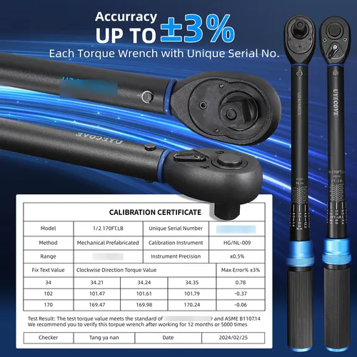 Llave Dinamométrica De Clic 10-135.6n.m 3/8 Pulgadas Azul