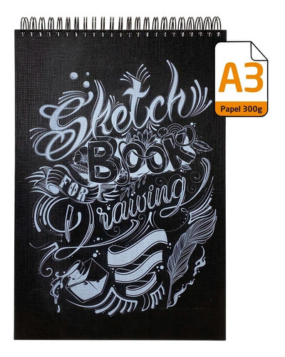 Sketchbook Caderno Desenho 100 Páginas 50 Folhas A3 300g