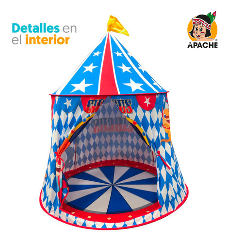 Casa De Campaña Infantil Circo Con Luces Apache En Caja Azul (Usado)