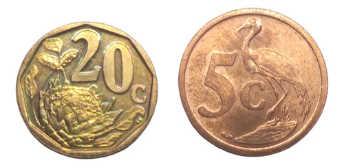 Monedas Sudáfrica 2 Piezas Nuevas 20 Y 5 Centavos Envío $60