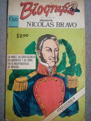 Nicolas Bravo Comic Biografías No.19 Editorial Conocimientos