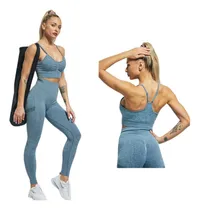 Comprar Conjunto Deportivo Lycra Push Up + Crop Top Azul Ref. 5055