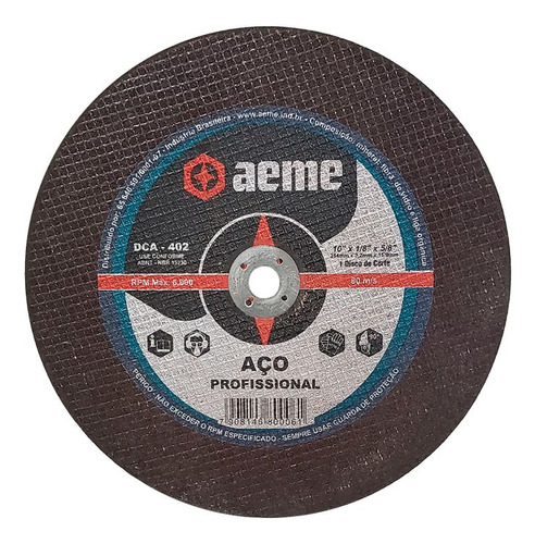 Kit 50 Discos De Corte Aeme Aço Dca 402 10 X 1/8 X 5/8 2t