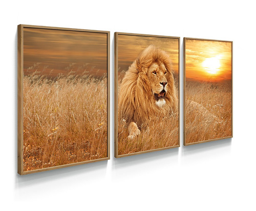 Quadro Decorativo Leão Grande Quarto Sala Para Parede Casal