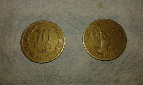 Moneda Chilena 10 Pesos Libertad 1988