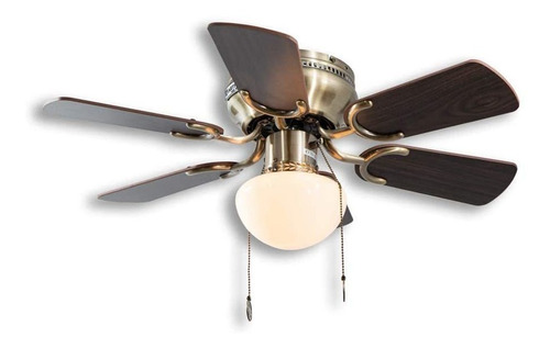 Ventilador de techo Artfan Dalton bronce antiguo con 6 aspas color  nogal y caoba de  mdf, 30" de diámetro 120 V