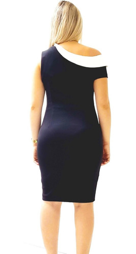 Imagem 5 de 5 de Vestido Social Calvin Klein Tubinho Assimetrico No Ombro Úni