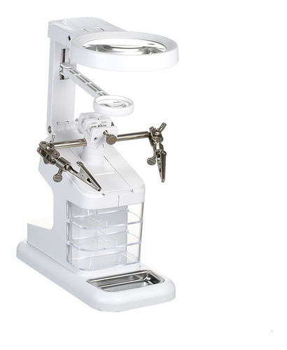Lupa De Soldadura Multifuncional Blanca 3x/4.5x/25x Led