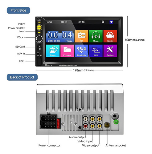 Toca Radio Carro Mp3 Pen Automotivo Usb Sd Bt Com Controle