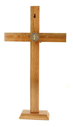 Crucifixo Com Medalha São Bento Para Parede Ou Mesa - 40cm