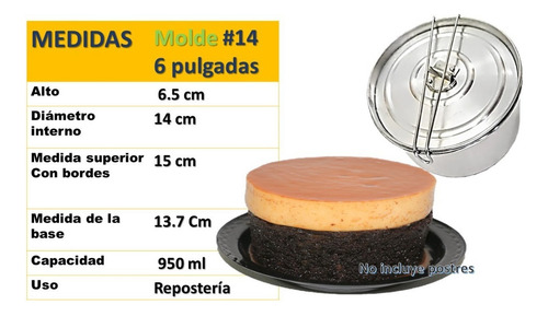 Moldes Flanera Fiambrera Flan Aluminio 1 Pza 14 Cm Postres