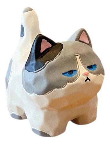 Figura De Mesa Artesanal Con 3 Figuras De Gatos Y Gatitos