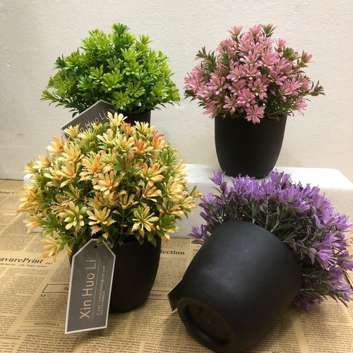 Plantas Flores Crisantemos  Artificiales  X 4 Unidades