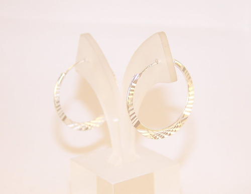 Aros Plata 925 Italiana Argolla Facetada 25mm