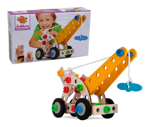 Juguete De Construcción De Madera 70 Piezas / Grúa