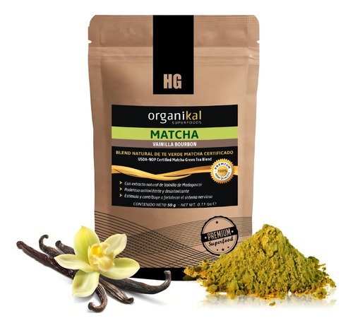 Te Verde Matcha de Vainilla Bourbon Hg Organikal Superfoods 50g