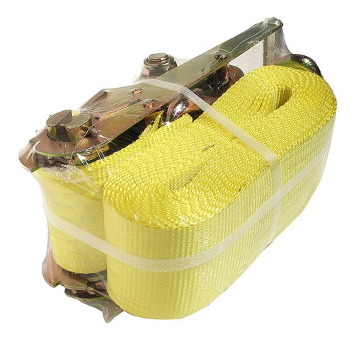 Cinta De Amarre Camiones 1tn 8m 4'' Reforzada Gancho Doble Color Amarillo