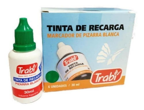 Tinta Trabi 30 Ml Recarga Para Marcadores De Pizarra Blanca Color Verde