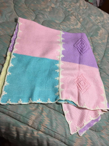 Cobija Para Bebe Tejida A Mano 110 Cm X 130cm Colores