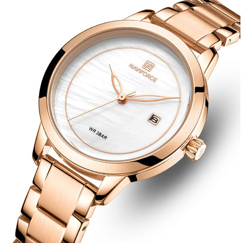 Reloj Para Dama Naviforce Lujo Elegante Fechador Oro Rosa