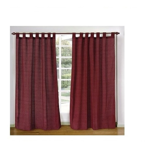 Juego Cortinas Gruesita Tela Madras Bordo 2 Paños 130x2mt