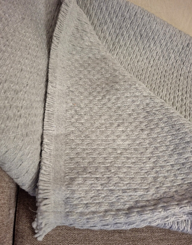 Manta Rústica Pie De Cama Algodón Doble Tejido Gris Tramado