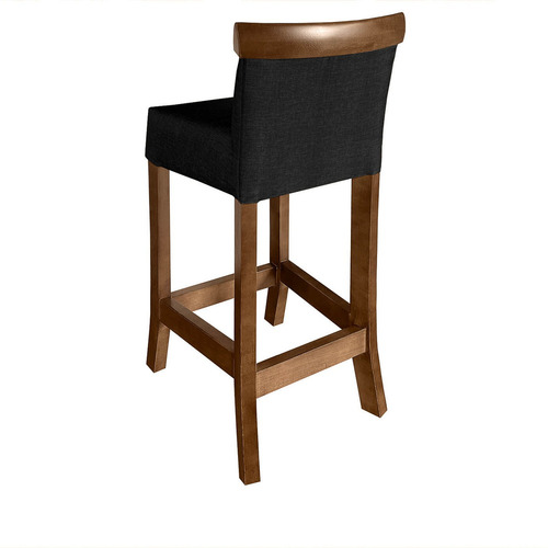 Kit Banqueta Para Cozinha Americana 2 Unidades Bistro Balcao Acabamento Da Estrutura Verniz Cor Imbuia / Preto | 65cm
