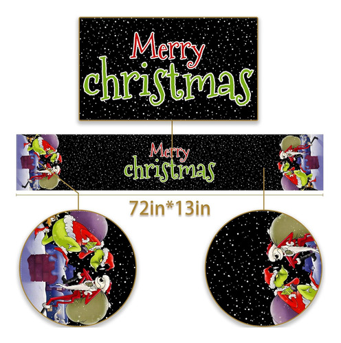 Camino De Mesa Con Texto En Inglés «merry Christmas» «the Ni
