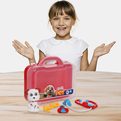 Maleta Kit Doutor Pet Acessórios Infantil Didático Brinquedo