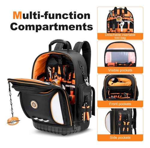 Mochila Para Herramientas De Alta Resistencia Con Bolsa De E Color Negro