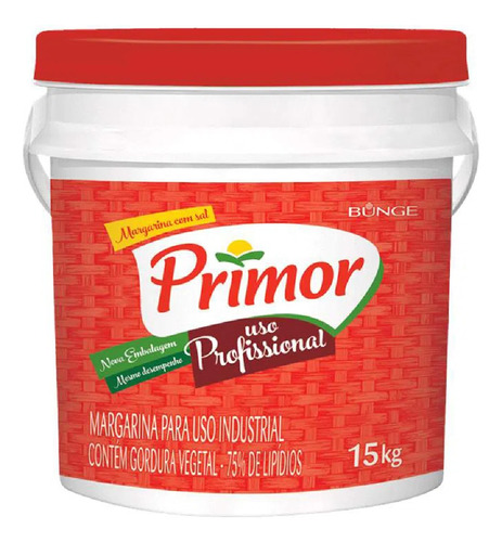 Margarina Com Sal 75% Lipídeos Balde 15kg - Primor