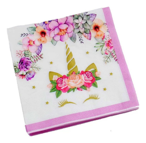 Servilleta Cumpleaños Unicornio Kawai X12 Cotillón Activarte