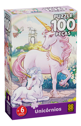 Grow Quebra-Cabeça Puzzle Unicórnios Com 100 Peças 