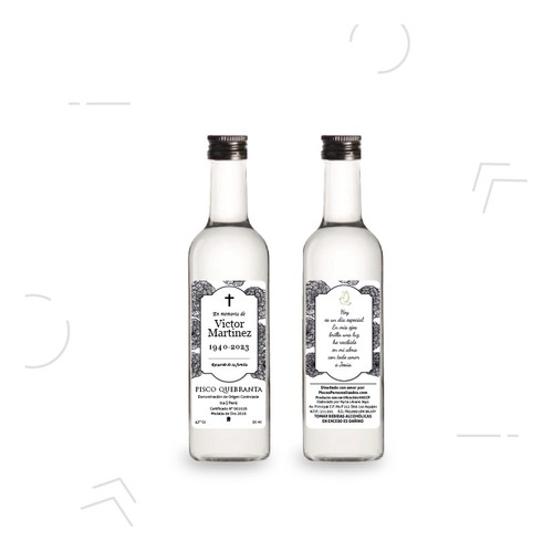 Pisco Personalizado En Miniatura Para Recuerdos De Difunto 