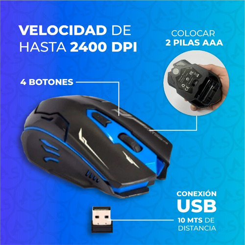 Imagen 4 de 10 de Kit Combo Gamer Teclado + Mouse Inalámbrico Profesional Pc
