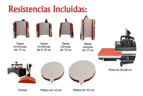 Imagen 4 de 9 de Plancha Combo Kit 8 En 1 38x38 Tlp Sublimacion + Impresora + Regalos Mp