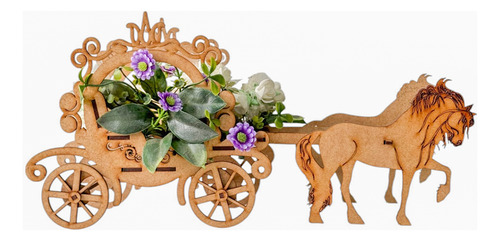 Centros Mesa Carruaje Con Caballos Decoracion Mdf 5pz Rb93