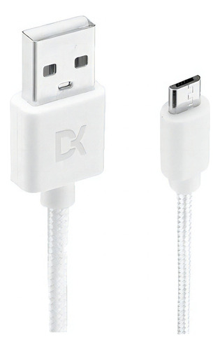 Cable Cargador Trenzado Micro Usb Dekkin Ca303 Color Blanco