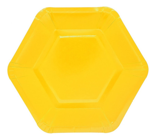 Plato Hexagonal Colores 17 Cm X6 Descartables - Cc Color Amarillo