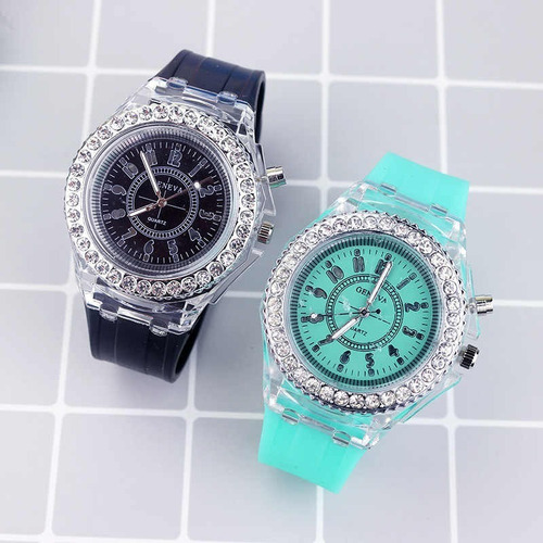 Reloj Con Luces Y Pedrería - Unisex